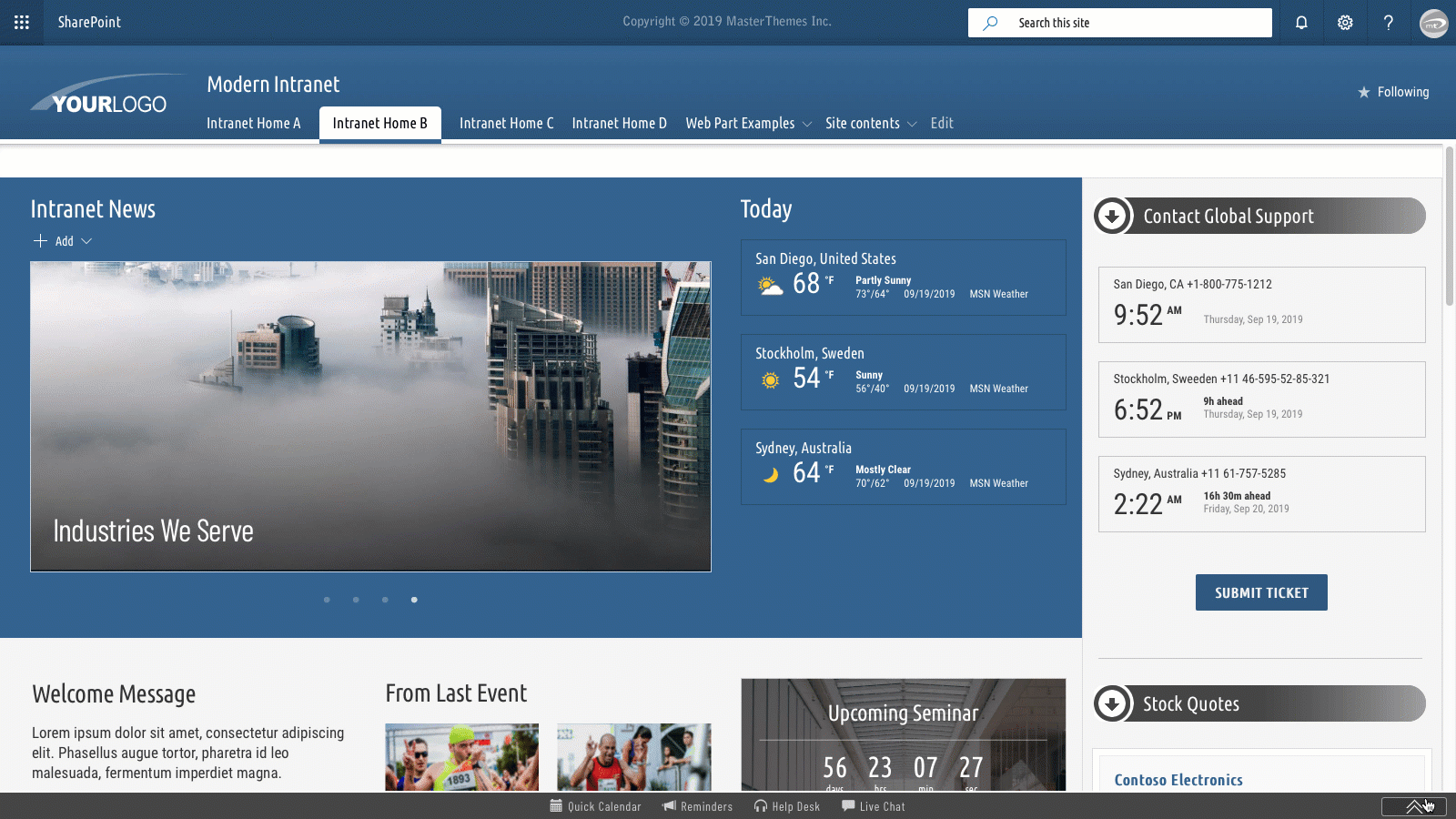Take a tour of our theming solutions and templates for modern SharePoint Online, Office 365, and SharePoint On-Premises. Learn more about sharepoint, sharepoint online, modern sharepoint, sharepoint o365, sharepoint office365, intranet templates, sharepoint intranet templates, office365, sharepoint site designs, sharepoint templates, sharepoint themes, modern templates, communication templates, modern themes, SPFx templates, sharepoint 2019 themes, custom themes, templates, responsive themes, responsive design, theme, themes, custom themes, masterpage, masterpages, master pages, sharepoint layouts, and sharepoint branding.