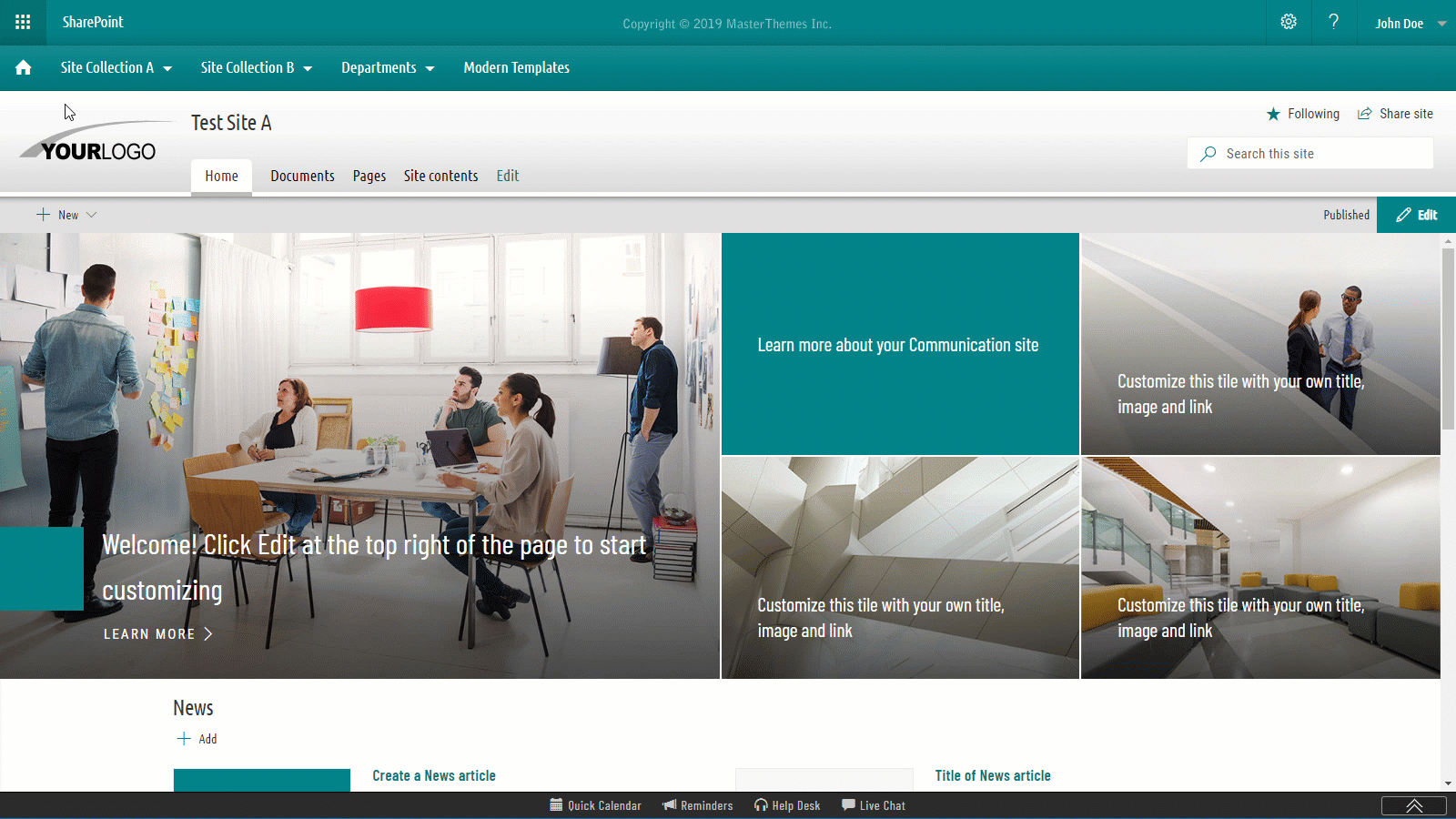 Take a tour of our theming solutions and templates for modern SharePoint Online, Office 365, and SharePoint On-Premises. Learn more about sharepoint, sharepoint online, modern sharepoint, sharepoint o365, sharepoint office365, intranet templates, sharepoint intranet templates, office365, sharepoint site designs, sharepoint templates, sharepoint themes, modern templates, communication templates, modern themes, SPFx templates, sharepoint 2019 themes, custom themes, templates, responsive themes, responsive design, theme, themes, custom themes, masterpage, masterpages, master pages, sharepoint layouts, and sharepoint branding.