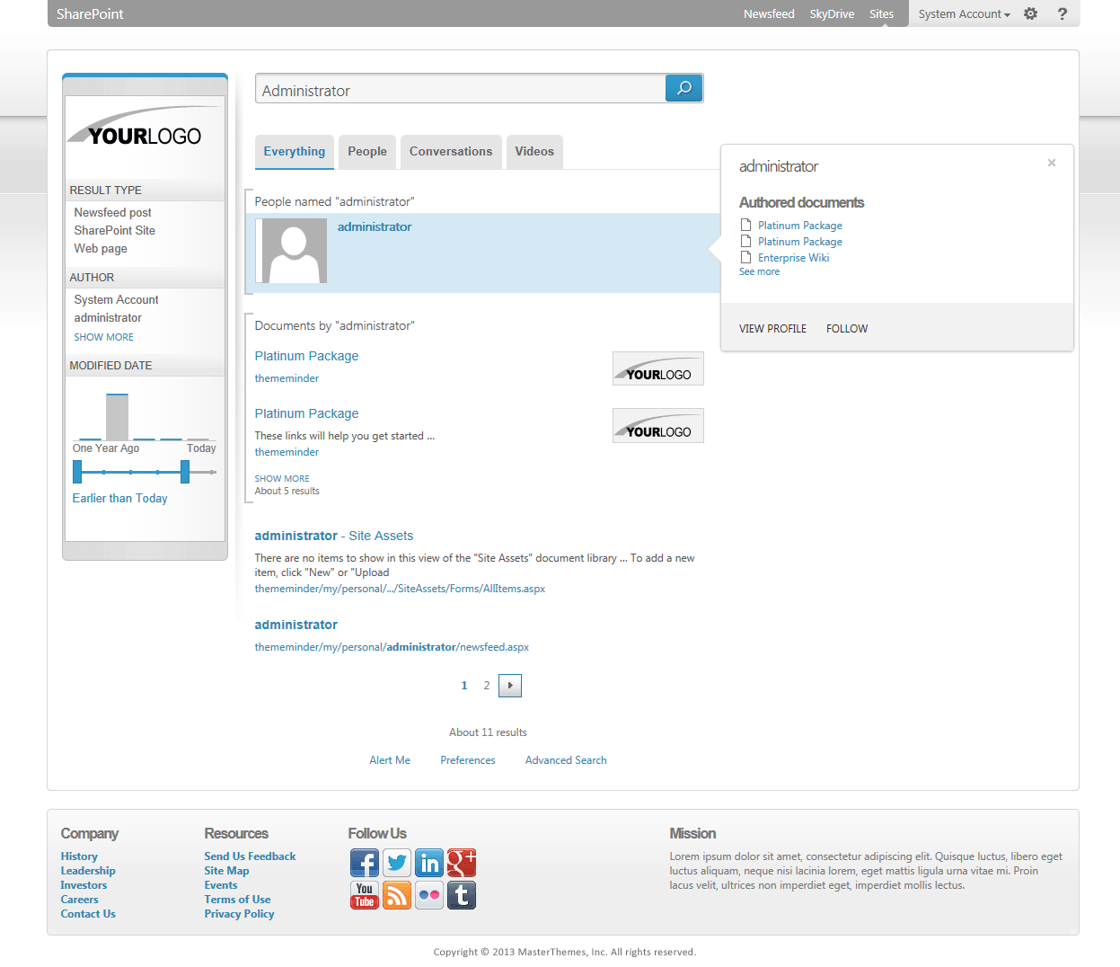 <h1>SharePoint 2013 Theme - SharepointPackages.Com