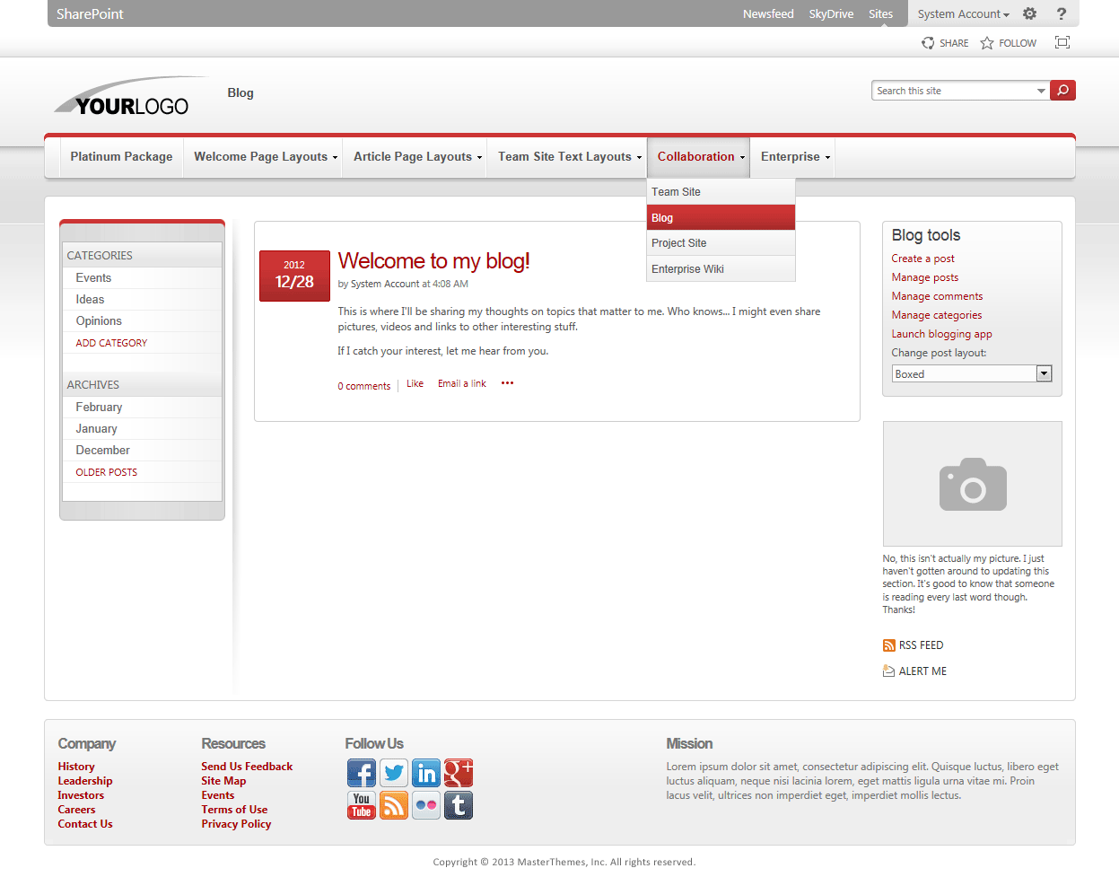 <h1>SharePoint 2013 Theme - SharepointPackages.Com