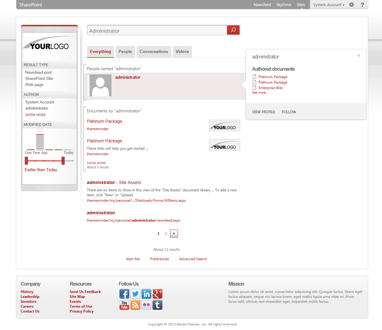 <h1>SharePoint 2013 Theme - SharepointPackages.Com