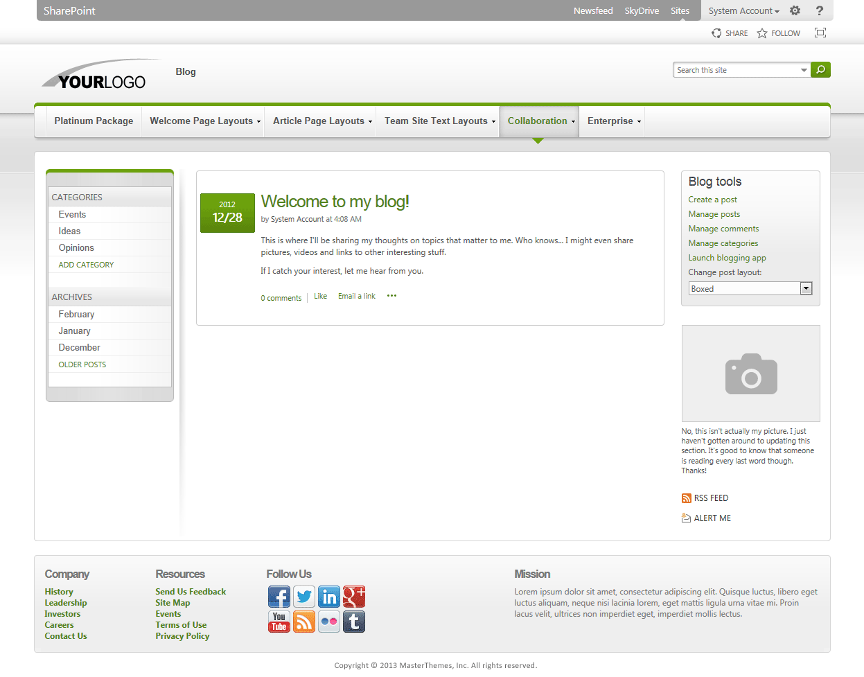 <h1>SharePoint 2013 Theme - SharepointPackages.Com