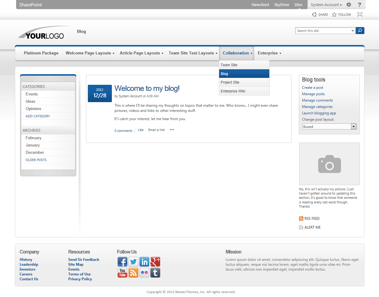 <h1>SharePoint 2013 Theme - SharepointPackages.Com