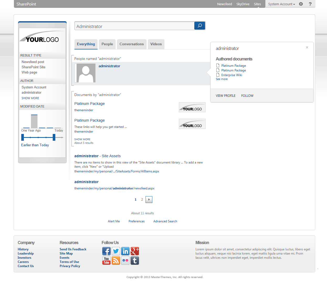 <h1>SharePoint 2013 Theme - SharepointPackages.Com