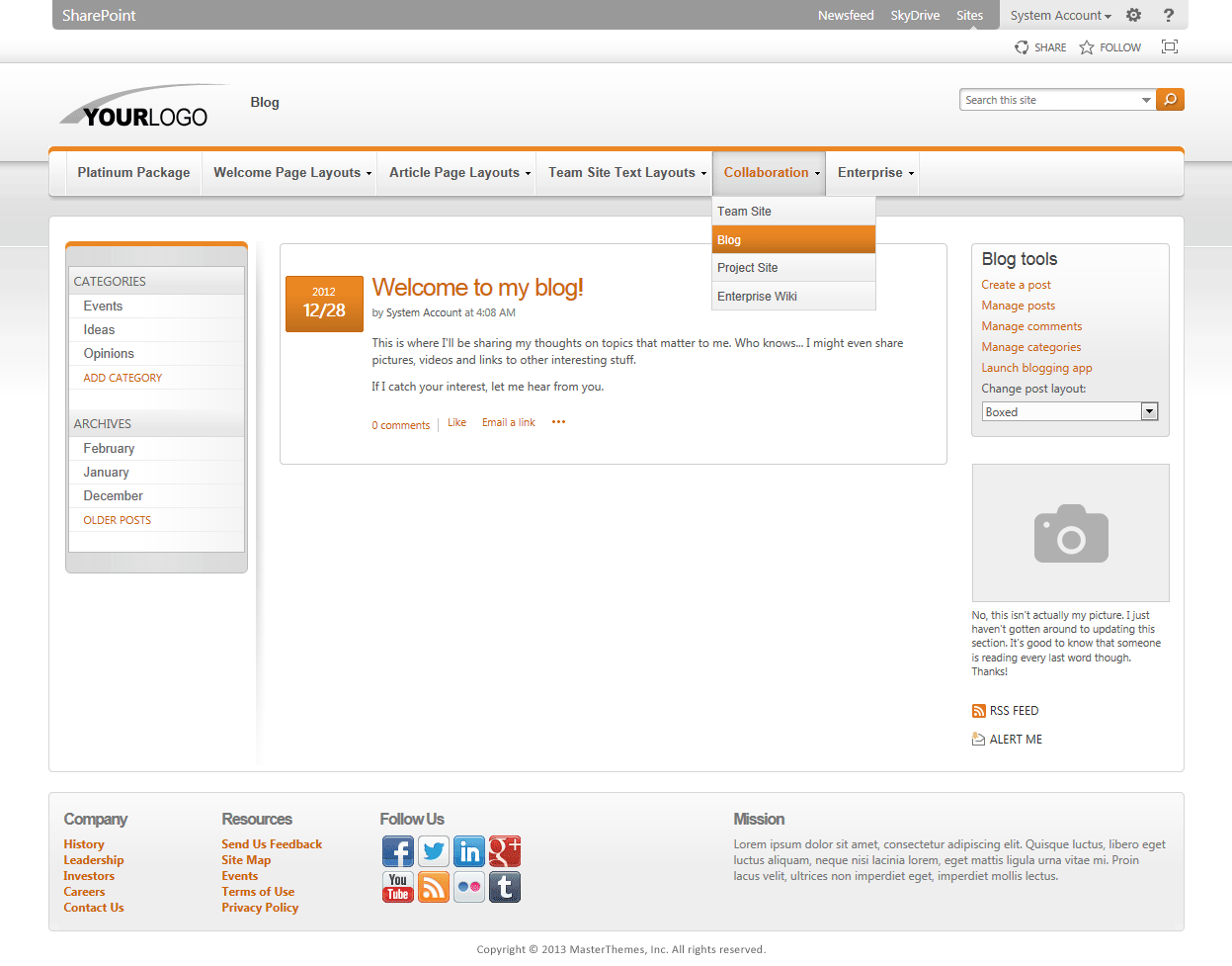 <h1>SharePoint 2013 Theme - SharepointPackages.Com