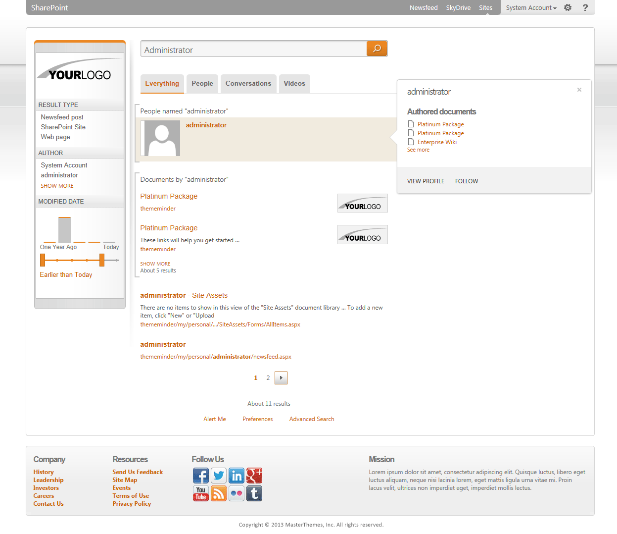 <h1>SharePoint 2013 Theme - SharepointPackages.Com