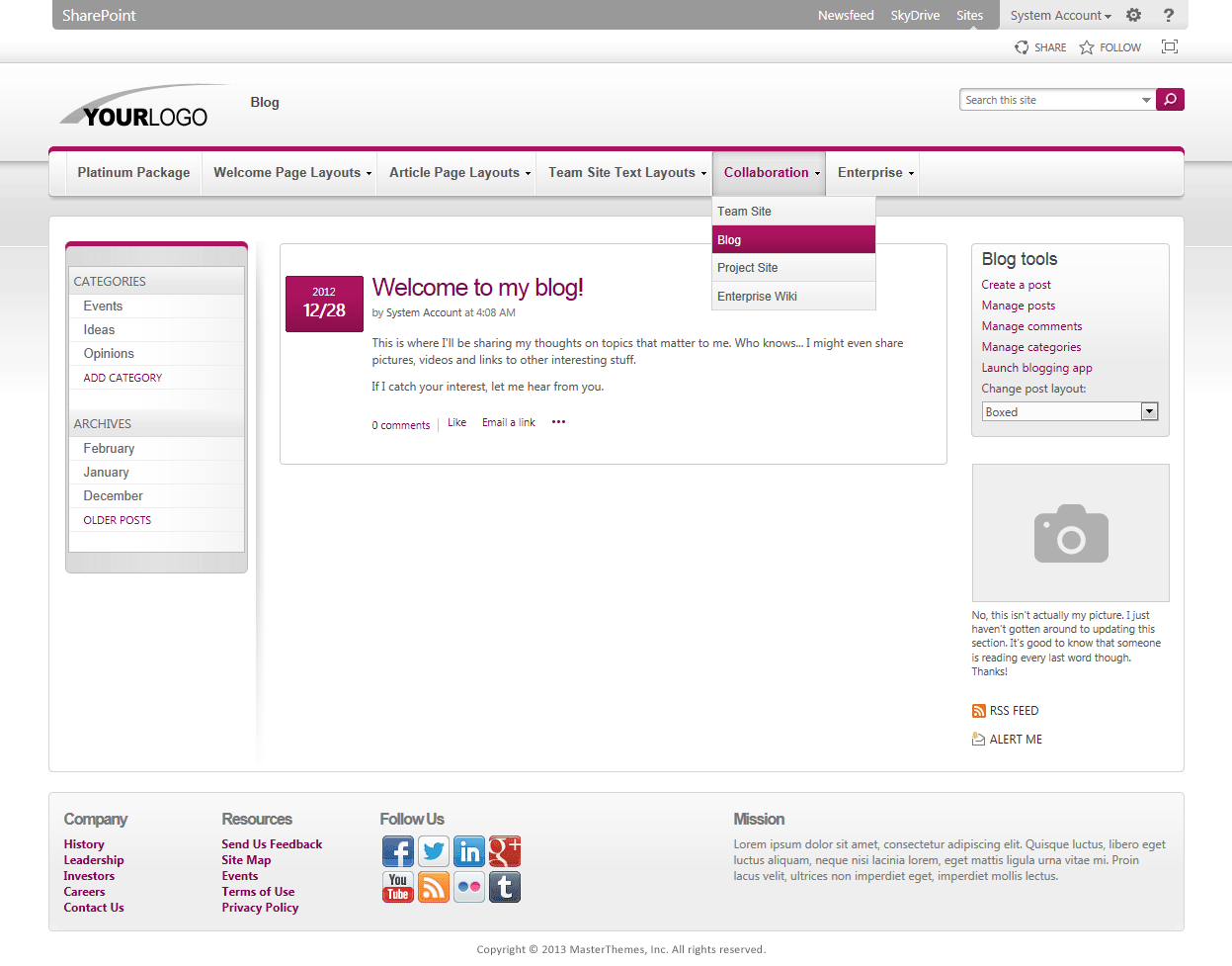 <h1>SharePoint 2013 Theme - SharepointPackages.Com