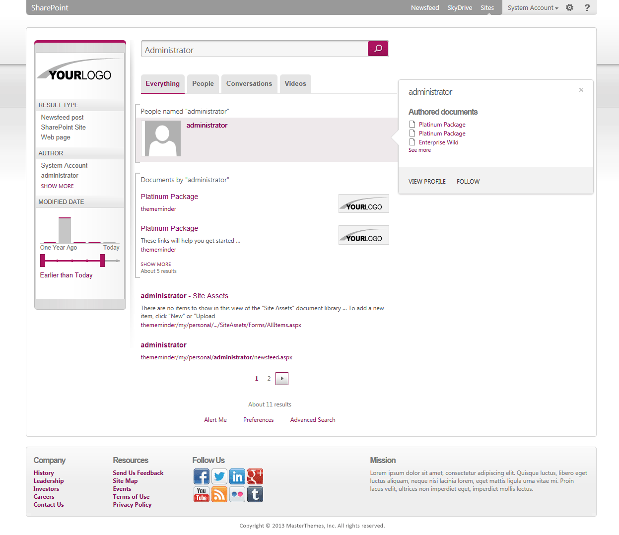<h1>SharePoint 2013 Theme - SharepointPackages.Com