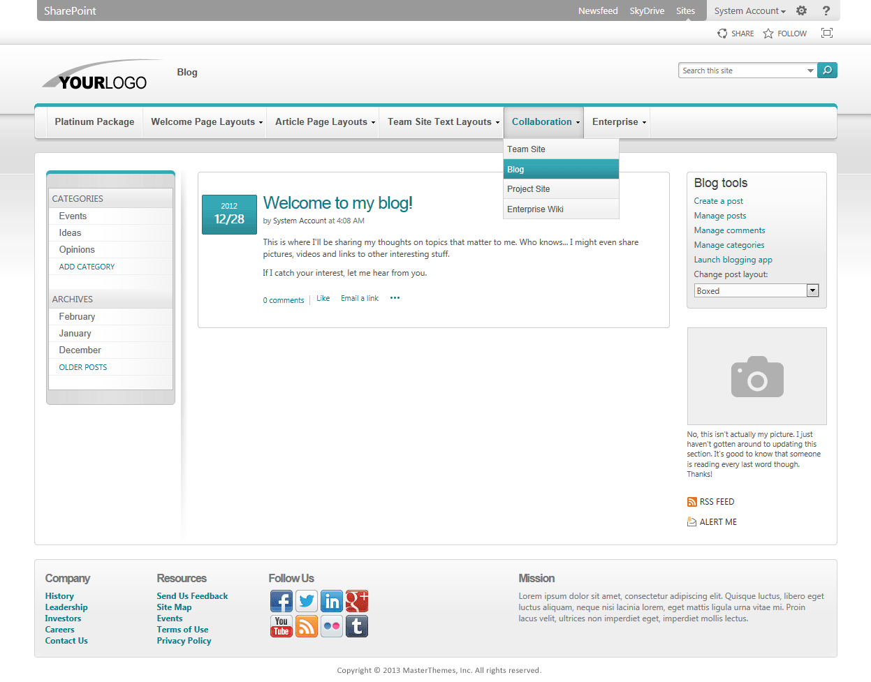 <h1>SharePoint 2013 Theme - SharepointPackages.Com