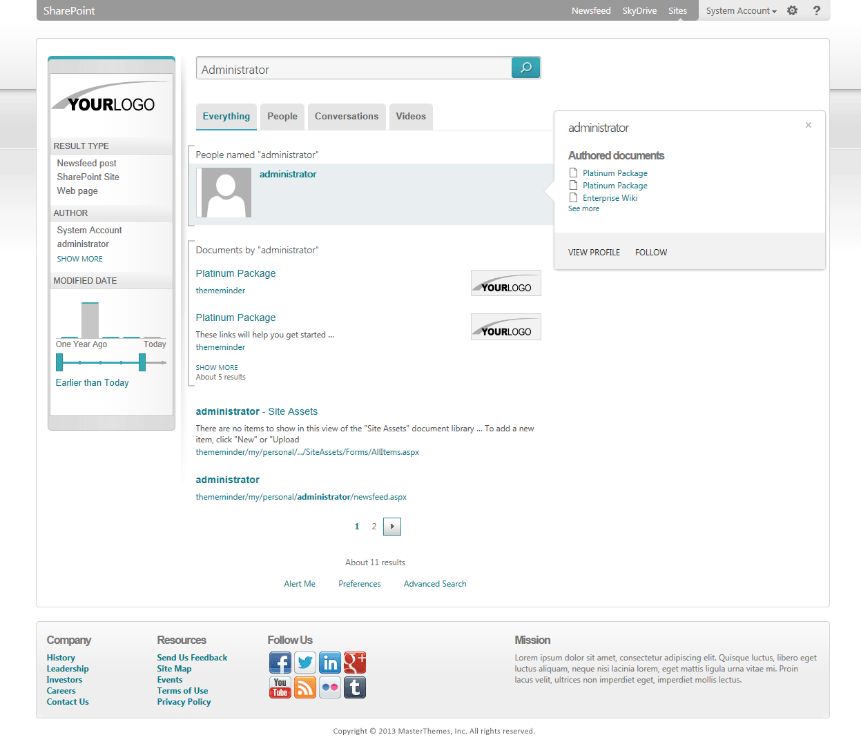 <h1>SharePoint 2013 Theme - SharepointPackages.Com